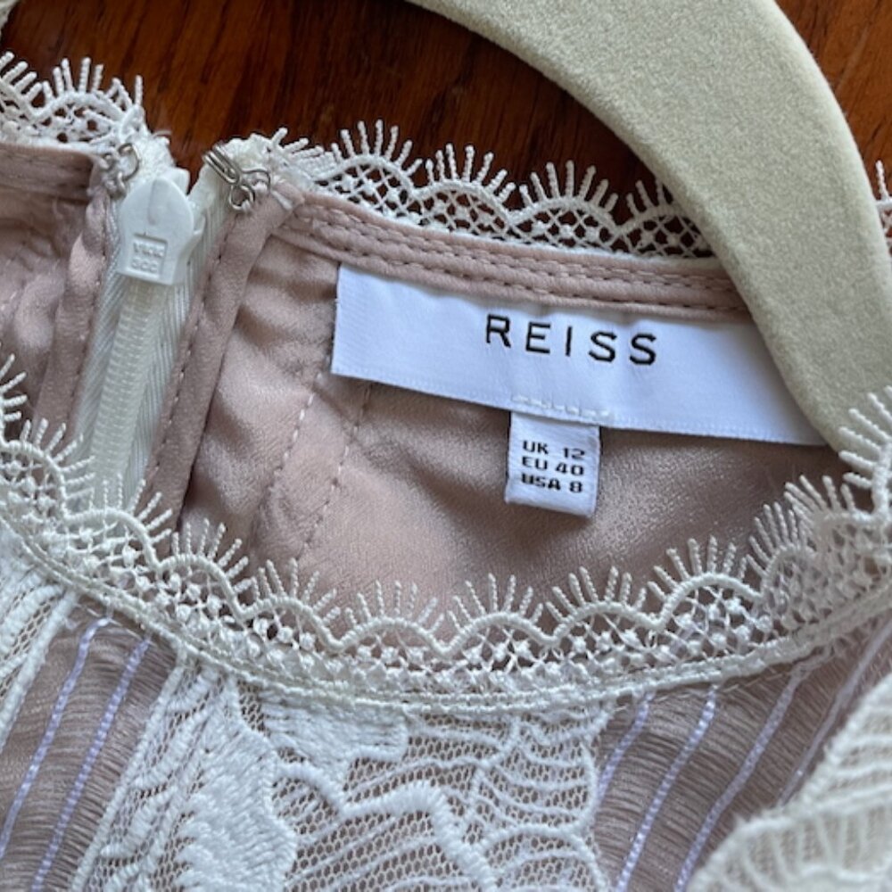 Reiss Sally lace bodice dress in mocha, US Size 8, excellent condition - Picture 4 of 6